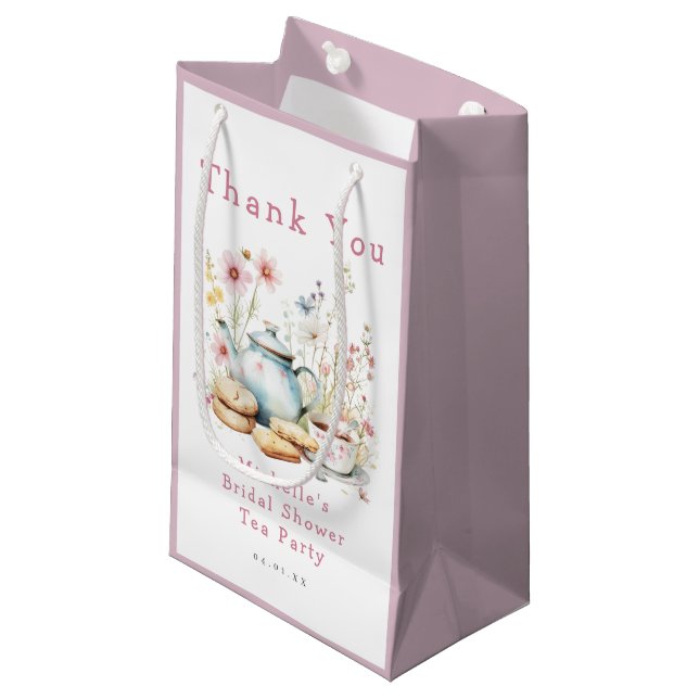 Bolsa De Regalo Pequeña Fiesta de té para despedida de soltera floral (Angulo Anverso)