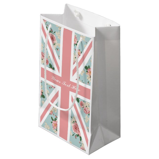 Bolsa De Regalo Pequeña Fiesta floral de Union Jack de los rosas ingleses (Angulo Anverso)