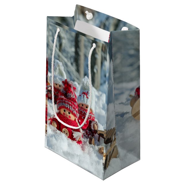 Bolsa De Regalo Pequeña Figuritas de Navidad de Madera (Angulo Anverso)