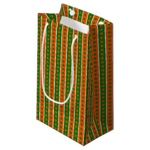 BOLSA DE REGALO PEQUEÑA FILAS BLANCAS DE ESTRELLAS DE NARANJA VERDE IRLAND