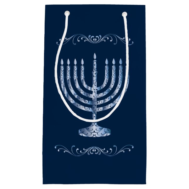 Bolsa De Regalo Pequeña Filigree metálico Menorah (Anverso)