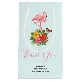 Bolsa De Regalo Pequeña Flamingo rosa e Hibiscus Fancy Gracias
