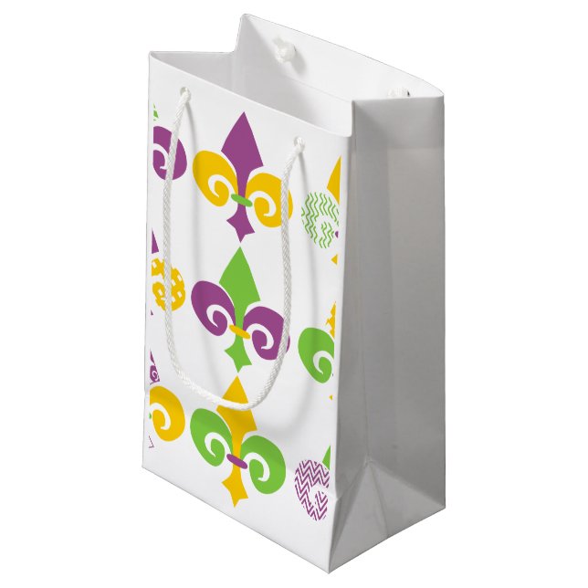 Bolsa De Regalo Pequeña Fleur de Lis de Mardi Gras (Angulo Anverso)