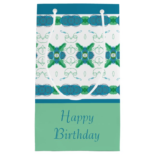 Bolsa De Regalo Pequeña Flor azul turquesa (Anverso)