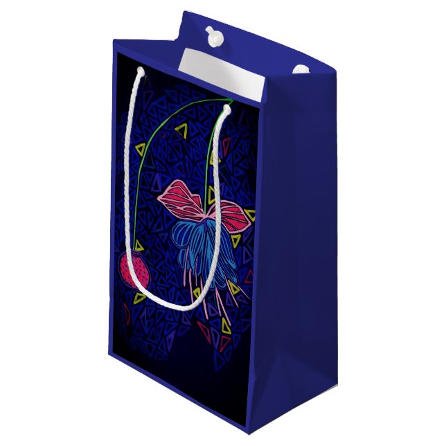 Bolsa De Regalo Pequeña Flor azul y rosa (Angulo Anverso)