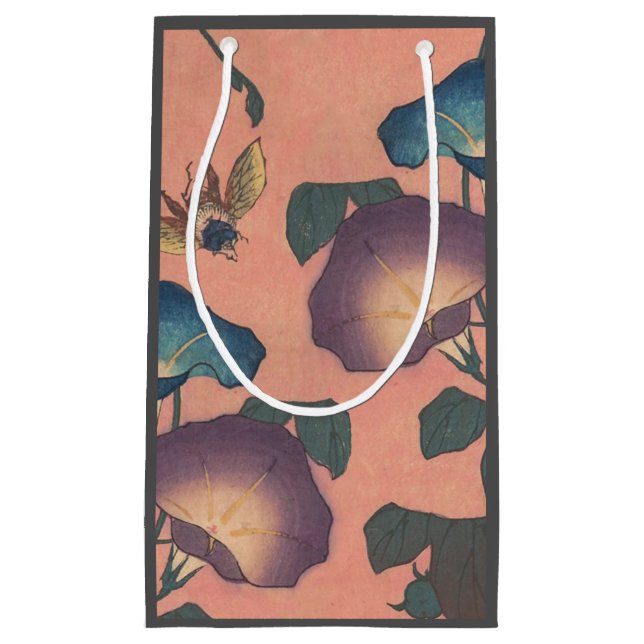 Bolsa De Regalo Pequeña Flor de abeja rosa Clásica Hokusai Art (Anverso)