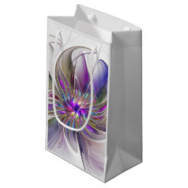 Bolsa De Regalo Pequeña Flor de arte fractal enérgica y colorida