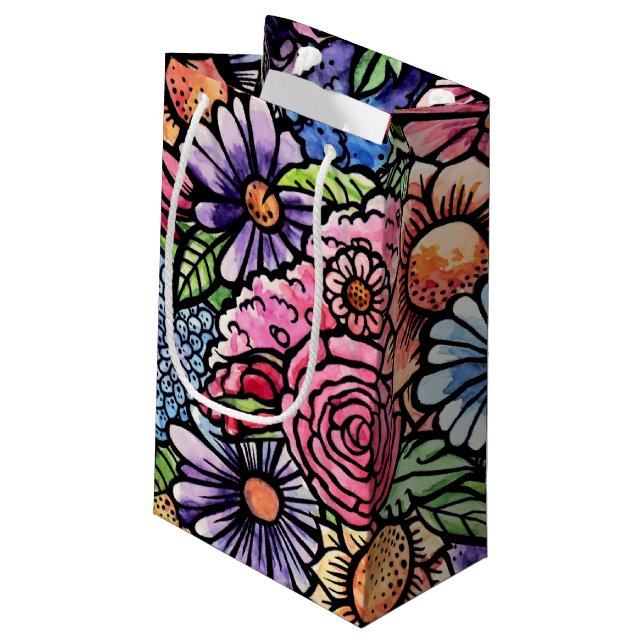 Bolsa De Regalo Pequeña Flor de primavera de Bouquet floral (Angulo reverso)