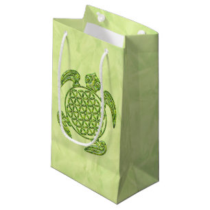 Bolsa De Regalo Pequeña Flor de vida / Blume des Lebes - verde tortuga