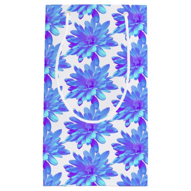 Bolsa De Regalo Pequeña Flor floral azul violeta elegante (Anverso)