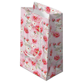 BOLSA DE REGALO PEQUEÑA FLOR PINK Y NOTAS DE AMOR DE SAN VALENTÍN