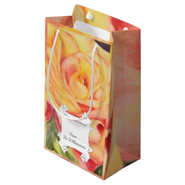 Bolsa De Regalo Pequeña Flor rosa amarilla y rosa (Angulo Anverso)