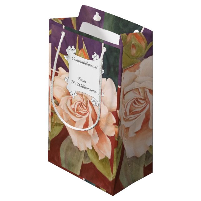 Bolsa De Regalo Pequeña Flor Rosa antigua (Angulo Anverso)