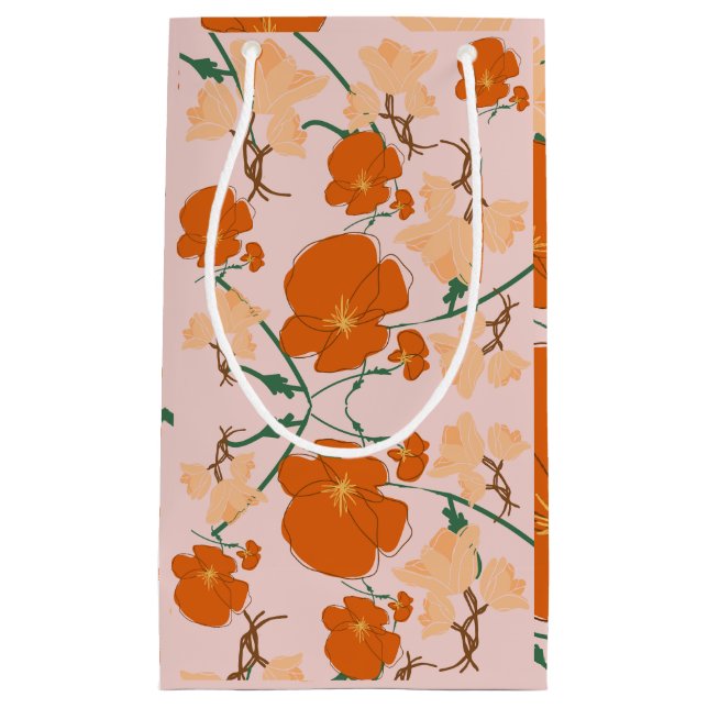 Bolsa De Regalo Pequeña flor rosa y naranja (Anverso)