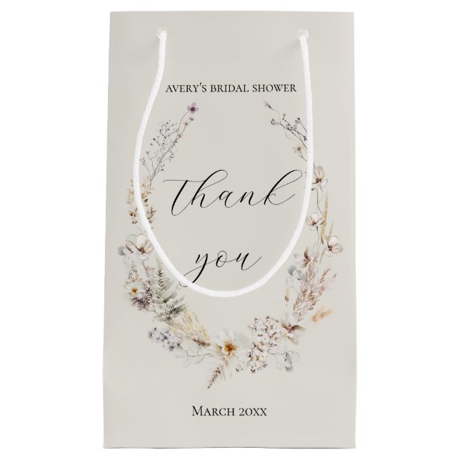 Bolsa De Regalo Pequeña Flor silvestre Boho Rustic Elegtic Bridal Shower (Anverso)