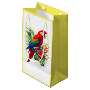 Bolsa De Regalo Pequeña Flor tropical de macao rojo