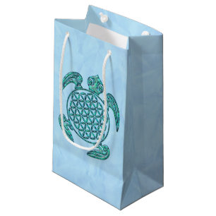 Bolsa De Regalo Pequeña Flor turquesa de la tortuga del DES Lebens de la