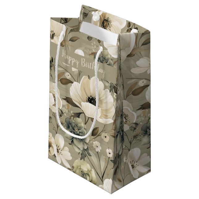 Bolsa De Regalo Pequeña Flor Verde Sabrosa Y Crema (Angulo Anverso)