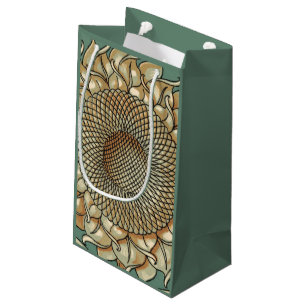 Bolsa De Regalo Pequeña Floración del girasol en fondo azulverde