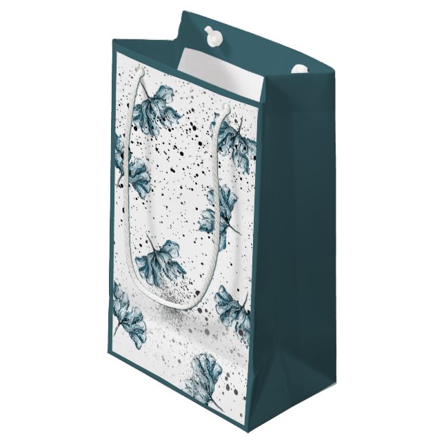 Bolsa De Regalo Pequeña Floral azul pintado a mano (Angulo Anverso)