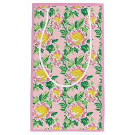 Bolsa De Regalo Pequeña Floral Chinoiserie rosa y amarilla