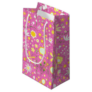 Bolsa De Regalo Pequeña Floral de flores silvestres rosadas