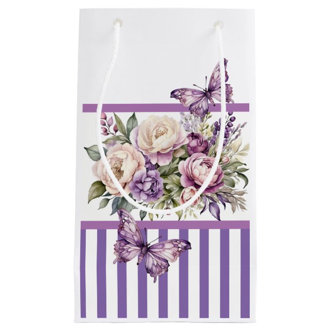 Bolsa de Regalo Pequeña Floral de la Algodón Púrpu (Anverso)