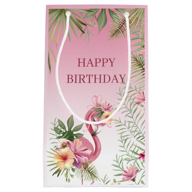 Bolsa De Regalo Pequeña Floral Flamingo (Anverso)