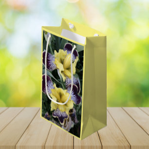 Bolsa De Regalo Pequeña Floral iris morada y amarilla sin barba