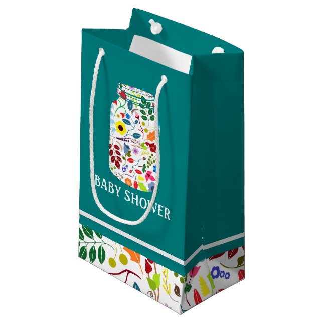 Bolsa De Regalo Pequeña Floral Mason Jar Baby Shower (Angulo Anverso)
