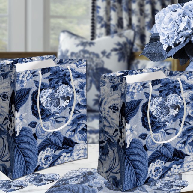 Bolsa De Regalo Pequeña Floral perinícola azul y blanco ventilado (Subido por el creador)