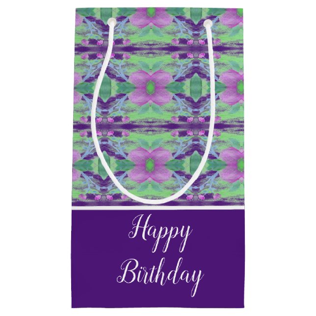 Bolsa De Regalo Pequeña Floral púrpura con patrón (Anverso)