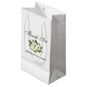 Bolsa De Regalo Pequeña Florales blancos del verde elegante de la acuarela
