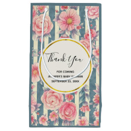 Bolsa De Regalo Pequeña Flores color de agua rosada en franjas Gracias