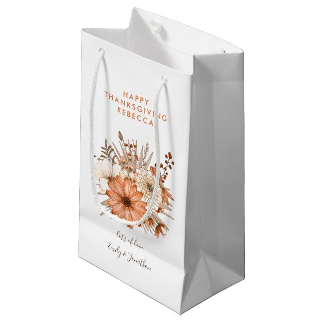 Bolsa De Regalo Pequeña Flores de follaje otoñales Feliz nombre del día de (Angulo Anverso)