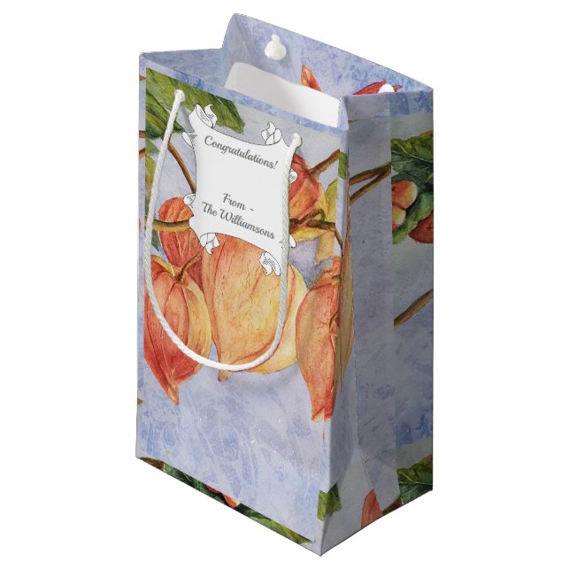 Bolsa De Regalo Pequeña Flores de linterna naranja (Angulo Anverso)