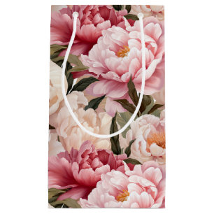 Bolsa De Regalo Pequeña Flores De Peón Gran Hue De Crema Rosa Florece Flor