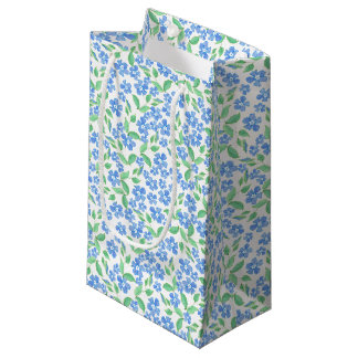 Bolsa De Regalo Pequeña Flores de perinela blanca verde azul bonito