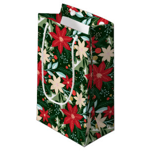 Bolsa De Regalo Pequeña Flores de Poinsettia y Navidades de vacaciones aba