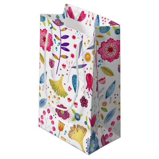 Bolsa De Regalo Pequeña Flores de Seto Acuarela (Angulo Anverso)