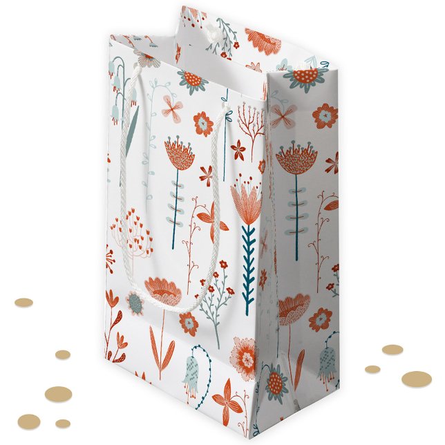 Bolsa De Regalo Pequeña Flores de verano escandinavas (Modern Japandi style floral gift bag)