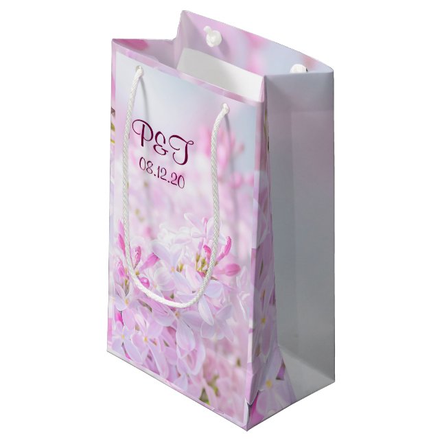 Bolsa De Regalo Pequeña Flores lilacas rosas (Angulo Anverso)