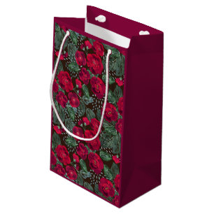 Bolsa De Regalo Pequeña Flores rojas, acuarela floral.
