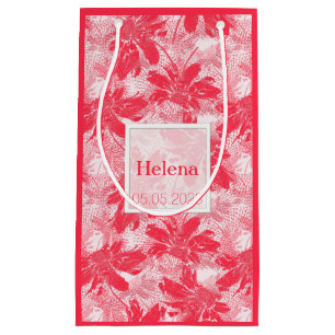 Bolsa De Regalo Pequeña Flores rojas en blanco.