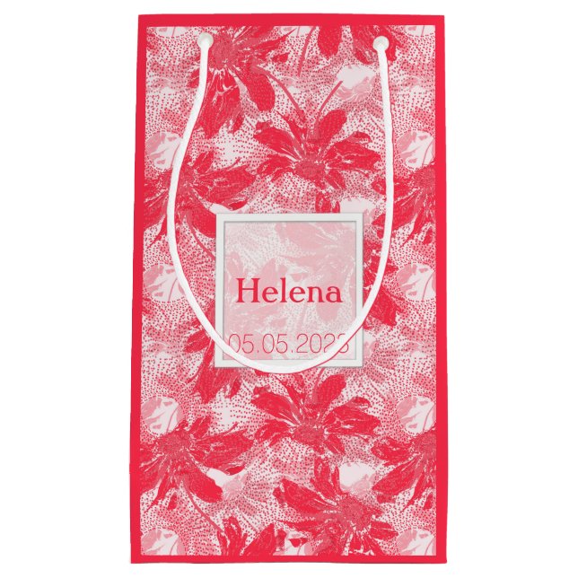 Bolsa De Regalo Pequeña Flores rojas en blanco. (Anverso)