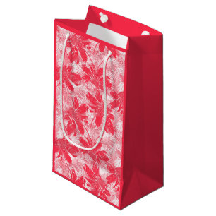 Bolsa De Regalo Pequeña Flores rojas sobre blanco.