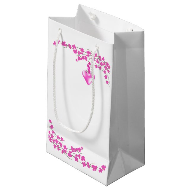 Bolsa De Regalo Pequeña Flores rosadas (Angulo Anverso)