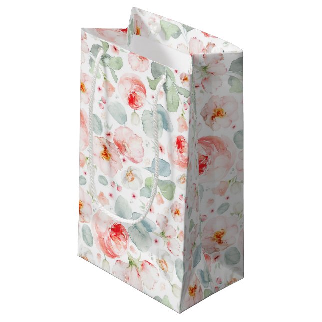 Bolsa De Regalo Pequeña Flores rosas claras elegante sabor botánico (Angulo Anverso)