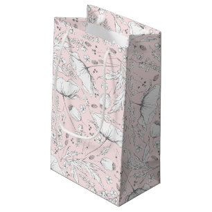 Bolsa De Regalo Pequeña Flores silvestres elegantes modernas dibujadas a m