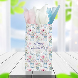Bolsa De Regalo Pequeña Flores silvestres en tarros de Mason Feliz Día de 